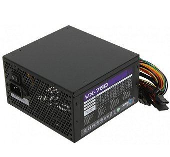 Блок питания 750W Aerocool VX Plus 750 (120mm, 24+8pin, 2*8pin, 6*Sata, 3*IDE)
