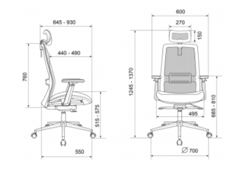 Кресло Бюрократ MC-912-H черный сетка с подголов. крестов. металл хром