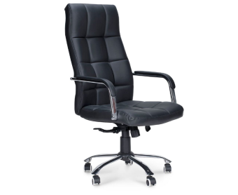 Кресло РИМИНИ (хром / черная экокожа, до 120кг) Черный