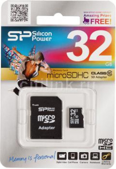 Карта памяти microSD 32Gb Silicon Power microSDHC CLASS 10 + адаптер SD