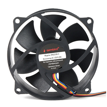 Вентилятор для корпуса 90mm Gembird D9025SM-4 (4-pin, 90x90x25, втулка,  провод 30см)