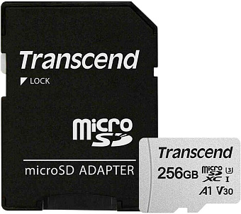 Карта памяти microSD 256Gb Transcend microSDXC CLASS 10 UHS-I U3 V3 + адаптер SD