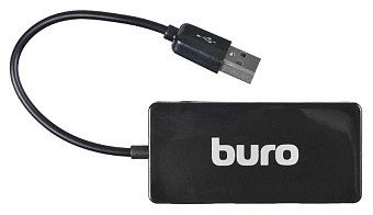 Концентратор USB-A - 4-port USB2.0, Buro Slim BU-HUB4-U2.0-Slim, черный