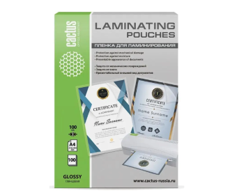 Плёнка для ламинирования Cactus (A4, 100мкм,  100шт) глянцевая