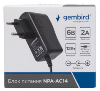 Блок питания универсальный Gembird NPA-AC14, 12Вт 2 штекера