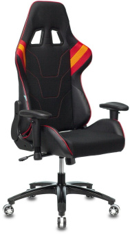 Кресло Zombie VIKING 4 AERO (текстиль/эко.кожа, мех. качания, крест. пластик, до 120 кг) Черно-красный