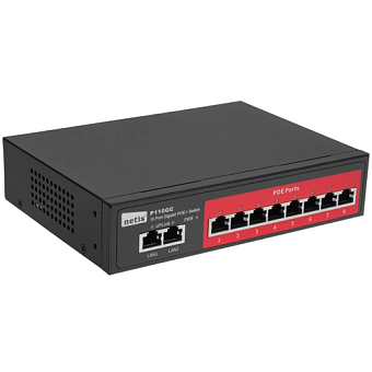 Коммутатор 10 port NETIS P110GC 1000 Мбит/с 8*PoE черный