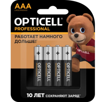Элемент питания AAA, 1.5V,  4шт, OPTICELL PROFESSIONAL