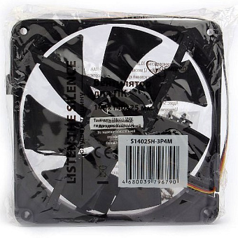 Вентилятор для корпуса 140mm Gembird S14025H-3P4M (3 pin/4pin Molex, 140x140x25мм, провод 30см)