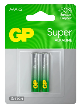 Элемент питания AAA, 1.5V,  2шт, GP Ultra Plus Alkaline G-Tech (щелочные)