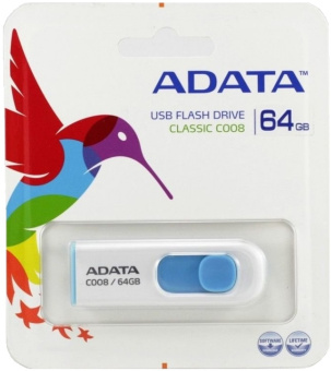 Флешка .64Gb ADATA [C008] белый-синий USB