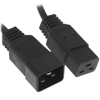Кабель питания 220V C19 - C20, 1.5м, 16А, черный (удлинительный)