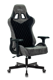 Кресло Zombie VIKING 7 KNIGHT Fabric (текстиль/эко.кожа, мех. качания, крест. металл, до 120 кг) Черный