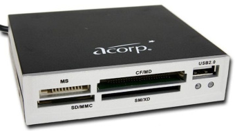 Картридер в 3.5" отсек Acorp CRIP200 (CF/MD/SM/xD/MMC/SD/MS, 1*USB2.0) Silver
