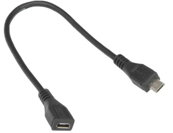 Кабель USB2.0 microBm < - > microBf удлинительный  0.2м, Flextron