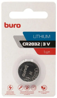 Элемент питания CR2032, 3V, 1шт, Buro Lithium