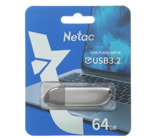 Флешка 64Gb Netac U352 USB3.2 с колпачком, металлическая