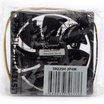 Вентилятор для корпуса .92mm Gembird S9225H-3P4M (3 pin/4pin Molex, провод 30cm)
