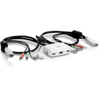 Переключатель KVM 2 port TRENDnet TK-215i (HDMI, USB+USB, кабели несъемные)