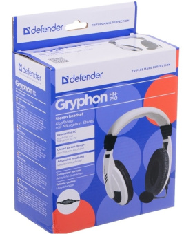 Наушники проводные Defender Gryphon HN-750 (полноразмерные, 18–20 000 Гц, 105дБ) white