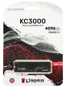 Накопитель SSD M.2 4Tb Kingston KC3000 Series (PCI-E 4.0 x4, 7000/7000 Мбайт/сек, 3200 TBW)