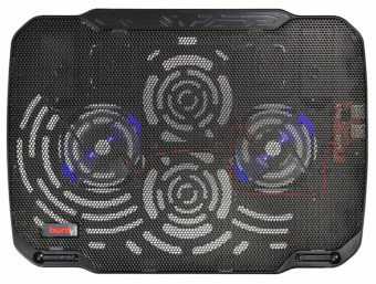 Подставка для ноутбука 15" BURO LCP156 (металл. сетка, 2*1800 об/мин, 23дБ, LED-подсветка) черный