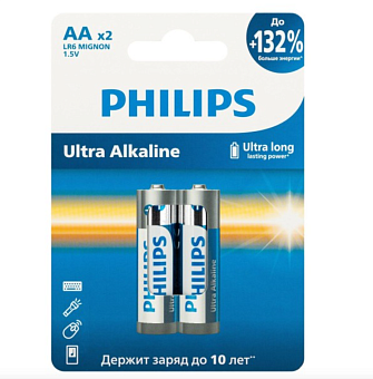 Элемент питания AA, 1.5V,  2шт, Philips Ultra LR6