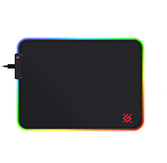 Коврик для мыши DEFENDER BLACK L LIGHT (350x300x4мм, ткань, резина, RGB подсветка)