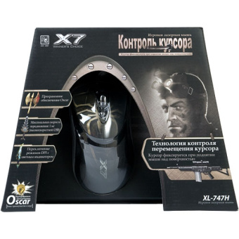 Мышь проводная A4Tech XL-747H 3600dpi черный/коричневый