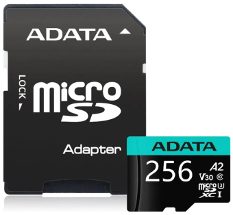 Карта памяти microSD 256Gb ADATA Premier microSDXC Class 10 UHS-I U3 V30S (SD адаптер)