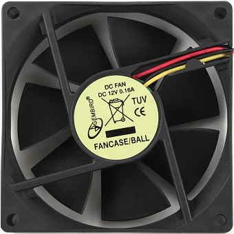 Вентилятор для корпуса 80mm Gembird FANCASE/BALL (3pin, 80x80x25мм, 27дБ, 2600об/мин, подшипник)