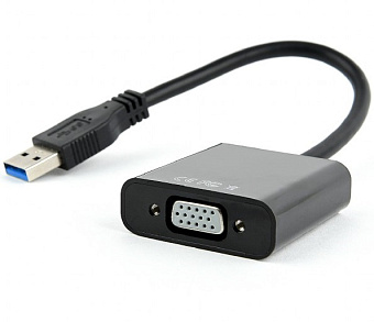 Кабель-переходник USB3.0-A (m) < - > VGA, Cablexpert AB-U3M-VGAF-01 (для подключения монитора через USB) black