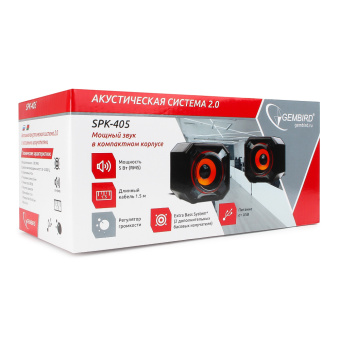 Акустическая система Gembird SPK-405 (2*2.5W, штекер 3.5мм, питание от USB, 1.5м) black