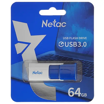 Флешка 64Gb Netac U182 USB3.0 выдвижной, синий