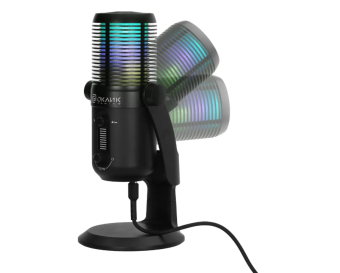 Микрофон Oklick SM-400G USB проводной, 2м, 50Гц-20КГц, кардиоидный и всенаправл. для стримов, RGB подсветка