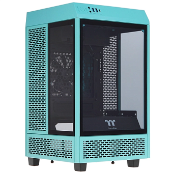 Корпус Thermaltake The Tower 100 Tempered Glass no PSU mITX бирюзовый