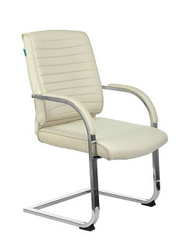 Кресло Бюрократ T-8010N-LOW-V (эко.кожа, полозья, металл хром, до 120 кг) Слоновая кость