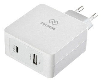 Сетевое зарядное устройство Digma DGPD 45W USB-C USB-A White