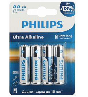 Элемент питания AA, 1.5V,  4шт, Philips Ultra LR6