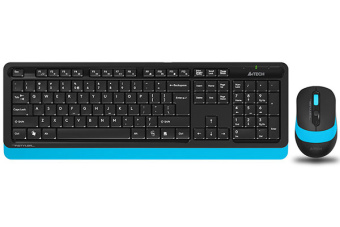 Комплект беспроводной (клавиатура+мышь) A4Tech Fstyler FG1010 Wireless черный/синий