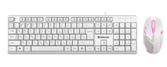 Комплект проводной (клавиатура+мышь) Defender Motion C-977 белый