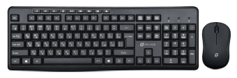 Комплект беспроводной (клавиатура+мышь) OKLICK 225M (Wireless буквы белые) USB Black