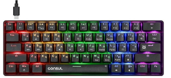 Клавиатура проводная Defender Consul GK-220 (механическая, подсветка, 1.8м) черный