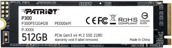 Накопитель SSD M.2 .512Gb Patriot P300P512GM28 (PCI-E 3.0 x4, 1700/1200 Мбайт/сек)