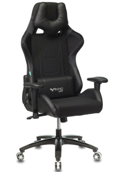 Кресло Zombie VIKING 4 AERO (текстиль/эко.кожа, мех. качания, крест. пластик, до 120 кг) Черый