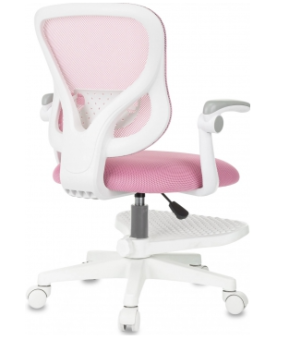 Кресло Бюрократ BUROKIDS 3 (ткань/сетка, эргономичная спинка, подножка, до 120 кг) Бело-розовый