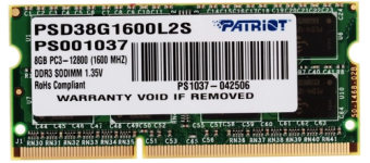 Модуль памяти SODIMM DDR3 8192Mb PC-12800 1600MHz Patriot 1.35v