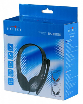 Наушники проводные Oklick HS-M150 (микрофон, накладные, 20-20 000 Гц, 105 дБ, 2 м) Black