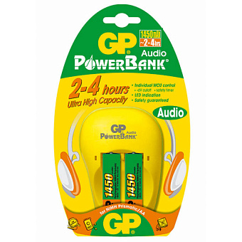 Сетевое зарядное устройство AA/AAA GP PB12 + 2 аккумулятора 1450mAh