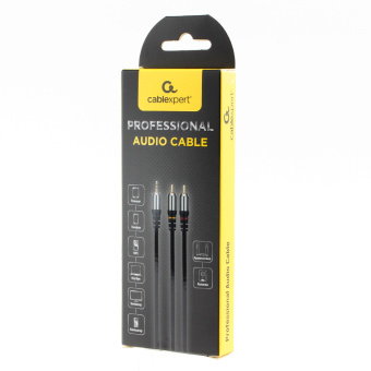 Кабель аудио-видео 3.5Jack (m) < - > 2RCA (m)  1.5м, Cablexpert, блистер, черный
